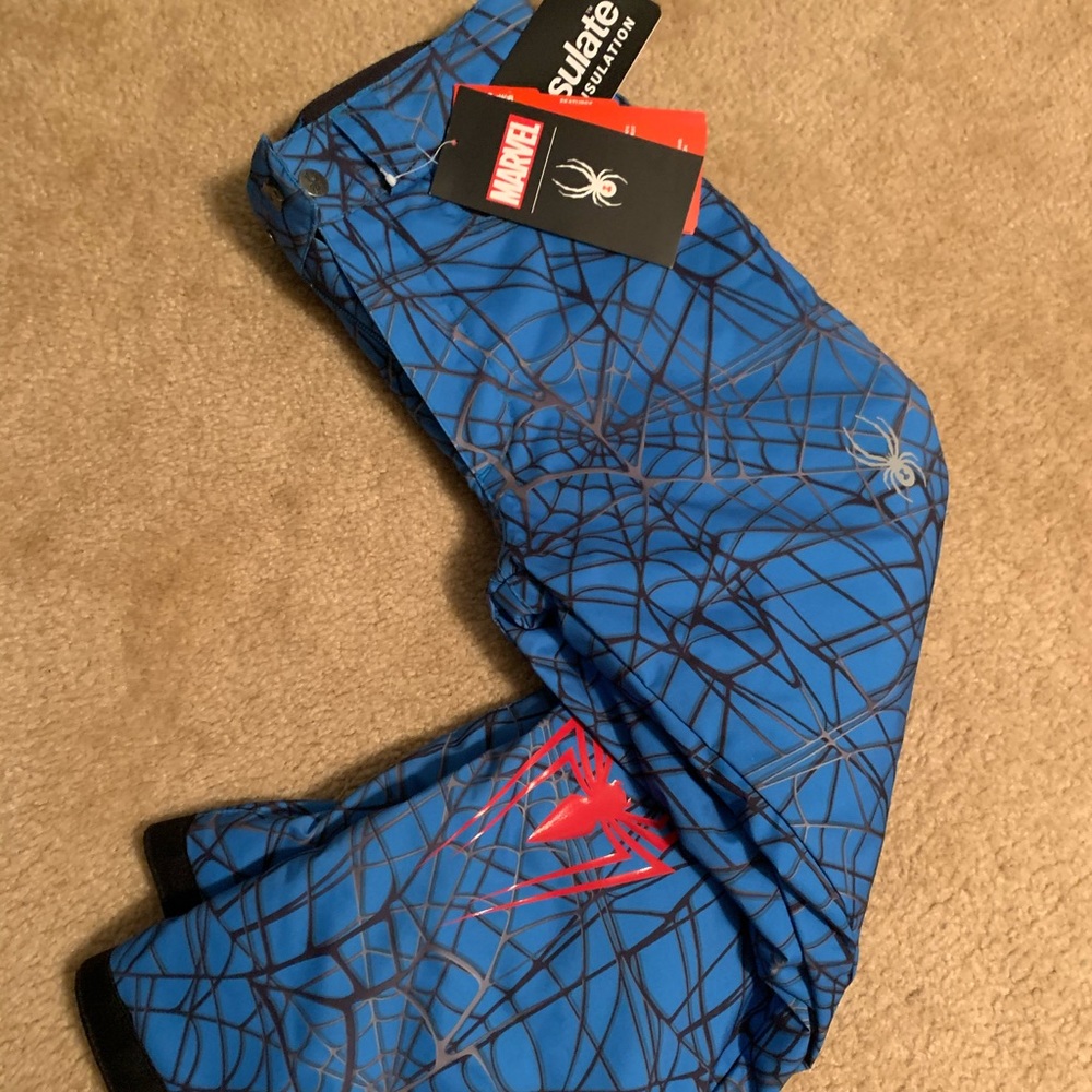 Spyder SpiderMan ski/snow pants NWT! youth size 8